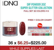 DND Dip Powder 2oz - Super Glitter Collection - 36 Colors #14 - FREE 1  Color Chart
