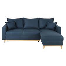 Canape D Angle Convertible 4 5 Places Bleu Nuit Maisons Du Monde Canape Angle Convertible Canape Angle Canape Lit Angle