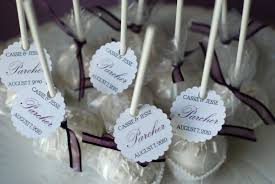 White Wedding Cake Pops W Tags Ribbons Wedding Cake Pops Cake Pop Favors Wedding Cake Favors