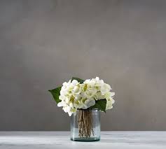 Diy flower vase ideas that will instantly make any part of your home more colorful. Faux White Hydrangea Arrangement In Glass Vase Artificial Flowers Pottery Barn