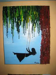 Victorian reverse painting silhouette, convex glass painting, silhouette art 1940's, silhouette picture pair, reverse painted silhouette. Fun And Budget Friendly Melted Crayon Art Ideas