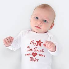 It features a cute illustration of an adorable snow baby standing in the a 1st christmas card for granddaughter with a snowman dressed in pink at the bottom, a pink and green christmas tree behind with snowflakes all. Baby S First Christmas Outfit My First Christmas Outfit