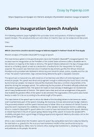 I would also like to change the atmosphere in of the cafeteria. Obama Inauguration Speech Analysis Essay Example