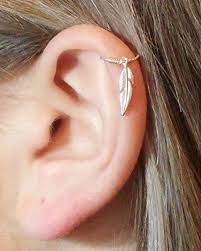 Helix Earring Cartilage Earring Helix Piercing Cartilage Hoop Helix Hoop Cartilage Piercing Forward Helix Earring Leaf Feather Hoop Forward Helix Earrings Ear Cuff Piercing Helix Earrings