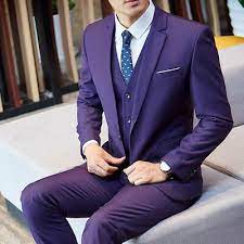 Men Purple Formal 3 Piece Suit Groom Tuxedo Suit Business Wedding Suit Custom Ebay Blazer Designs Prom Suits Coat Pant
