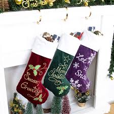 Great savings & free delivery / collection on many items. Amazon Com Gex Christmas Stockings 3 Pack For Family 22 Embroidery Classic Luxury Velvet Large Hanging Ornament Decorations For Fireplace Xmas Tree Holiday Party Set Of 3 Home Kitchen
