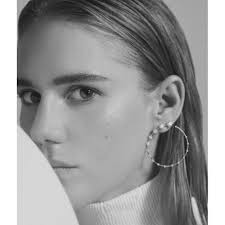 18k White Gold Diamond Large Circle Earrings