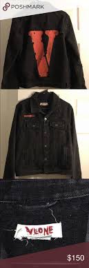 Custom Vlone Denim Jacket Custom Painted Vlone Denim Jacket Vlone Jackets Coats Bomber Varsity Denim Jacket Jackets Denim