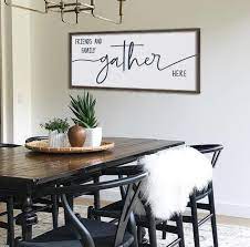 Dining Room Sign Friends And Family Gather Here Sign Etsy Dining Room Wall Decor Large Dining Room Large Living Room Decor