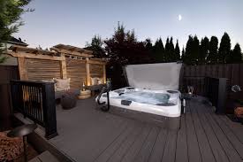 You will need to have access to the service side of the hot tub, which is usually the front. Hot Tub Deck Ideas Paradise Restored Landscaping