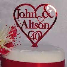 40th Anniversary Cake Toppers Ruby Wedding Personalised Name Etsy In 2021 40th Anniversary Cakes Ruby Wedding Anniversary 40th Wedding Anniversary Cake Topper