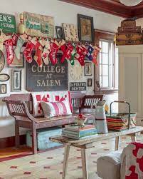 Flea Market Style Magazine On Instagram The Stockings Were Hung By The Vintage Signs And Painted Bench Wi Flea Market Style Flea Market Style Magazine Decor