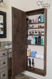 The plywood back sits flush inside the frame and is. Diy Bathroom Mirror Storage Case Shanty 2 Chic
