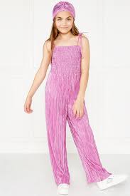 Tween Girl Shimmer Jumpsuit In Pink Shine