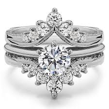 2 Piece Bridal Set Includes Guard And 1 Ct Solitaire Cubic Zirconia Mounted In Sterling Wedding Ring Guard Solitaire Wedding Ring Set Wedding Rings Solitaire
