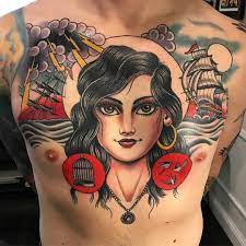 Chestpiece By Dannyderrick At San Luis Tattoo Company In San Luis Obispo Ca Dannyderrick Sanluista Dragon Sleeve Tattoos Vintage Tattoo Sailor Jerry Tattoos