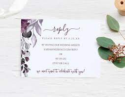 Rsvp Card Template Secret Garden Plum Purple Templett Rsvp Wedding Cards Wording Rsvp Wedding Cards Online Wedding Cards