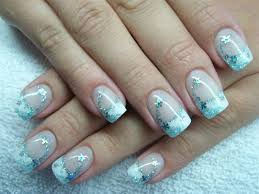 French Weiss Und Turkis Nagel Hochzeit Glitzernagel Nageldesign Turkis