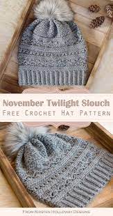 This Cute Slouchy Beanie Pattern Uses Textured Stitches And A Faux Fur Pom Pom To Create A Warm Wint Crochet Slouch Hat Crochet Hats Crochet Slouch Hat Pattern