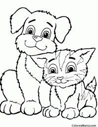 Colorear Perro Y Gato Amigos Animales Domesticos Dibujo Para Colorear Gratis Para esos ninos que disfrutan jugando con los gatos hemos preparado una galeria de dibujos para colorear de gatos para que se lo pasen aun mejor pintandolos. colorear perro y gato amigos animales