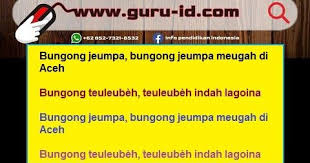 Lirik Lagu Bungong Jeumpa Aceh Dan Terjemahan Ke Indonesia Di 2020 Lirik Lagu Lirik Lagu