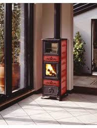 Globefire Kaminofen Norah Forno Gusseisen Bordeauxrote Kachelverkleidung Backofen 7 2 Kw Kaminofen Kamin Gusseisen