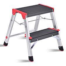 This sturdy steel kitchen step stool has 2 steps that measure 12 wx8 d for safety and comfort. Costway 2 Step Aluminum Lightweight Ladder Folding Non Slip Platform Stool 330lbs Load Walmart Com Walmart Com