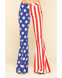 Ranch Dress N Women S American Flag Super Flare Jeans Red White Blue In 2020 Super Flare Jeans American Flag Dress American Flag Clothes