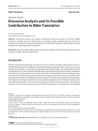 Pdf Discourse Analysis And Its Possible Contribution To