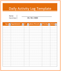 Daily Activity Log Template Daily Activities Monthly Budget Template Work Activities
