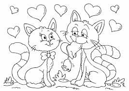 Gatitos Novios Enamorados Para San Valentin Dia De Los Enamorados Con Corazones Gatito Para Colorear Paginas Para Colorear Para Ninos Paginas Para Colorear