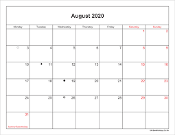Find out when the bank holidays across the uk are this year! August 2020 Calendar Printable With Bank Holidays Uk