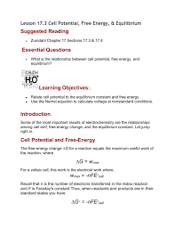 Previous question next question transcribed image text from this question. Lesson 17 3 Free Energy And Cells