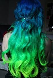 Vibrant Blue To Green Ombre Hair Green Hair Colors Hair Styles Cool Hair Color
