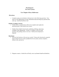 A part of the central nervous system located in the spinal canal that conveys the information between the brain and the periphery. Worksheet Nervous System