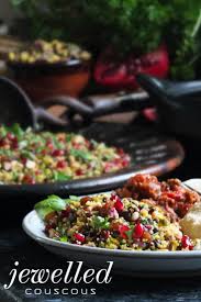 Place the couscous in a large bowl. Jewelled Couscous Recipe With Puy Lentils Pomegranate Elizabeth S Kitchen Diary