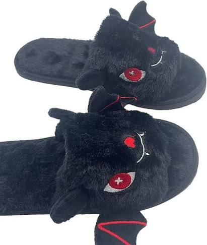 Pantoufles chauve-souris | Pantoufles d'intérieur chauve-souris avec chaussettes, toboggans moelleux pour femmes, pantoufles confortables en peluche ...