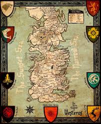 Their sigil is a grey direwolf on a white crest. Amazon Com Wall Decor Master Game Of Thrones Houses Map Westeros And Free Cities Poster Home Deco On Silk 28 Inch X 24 Inch Posters Prints