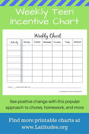 free weekly incentive chart for teenagers reward chart