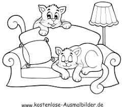 Ausmalbild Katzen Auf Sofa Zum Ausdrucken