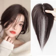 Amazon.com : LesafeV Forehead Fringe Bangs Extension Human Hair 4x8cm Mini  Hairpiece Clip in 25cm Head Top Replacement Topper (Middle Part French  Temple Brown) : Beauty & Personal Care