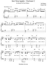 See You Again Sheet Music Wiz Khalifa Furious 7