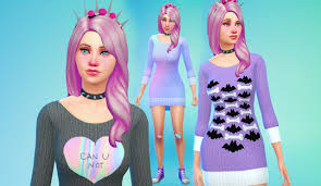 Cc pack featuring 13 new items for your sims. The Sims 4 Custom Content 6 Pastel Goth Sweater Dresses
