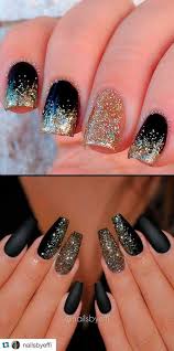 Beautiful Black And Red Nail Ideas Pretty Black Nails With Gold Glitter Ideas For Inspiration Winternails Winternailcolors Winte Red Nails Glitter Black Nails With Glitter Red And Gold Nails
