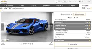 † unless otherwise specified, all prices displayed represent the manufacturer's suggested retail price (msrp) and do not include taxes, freight and pdi, air conditioning charge (where applicable), resource recovery fees (if applicable), license, insurance. You Can Now Build And Price The 2020 Corvette Stingray Coupe Corvsport Com