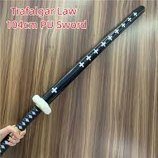 104cm Cosplay Sword 1:1 Anime One Piece Sword Zoro Trafalgar Law Black Sword  Weapon Katana Safety PU Knife Samurai Sword Toy _ - AliExpress Mobile