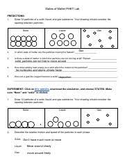 Phet simulation phet forces and motion basics answer key : Worksheet 1 Docx States Of Matter Phet States Of Matter Predictions 1 Draw 10 Particles Of A Solid Liquid And Gas Substance Your Drawing Should Course Hero