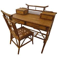 Both bamboo and rattan are two green options you can choose when decorating your home. Faux Bamboo And Rattan Writing Desk And Chair At 1stdibs