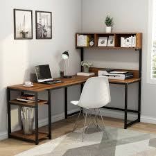 Tribesigns computer desk with storage shelves, 55 large modern office desk computer table studying writing desk workstation with hutch for tangkula l shaped desk corner desk, home office wood computer workstation, space saving computer desk with spacious wooden surface. Williston Forge Pinckard L Shaped Writing Desk With Hutch Reviews Wayfair