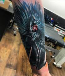 Lacey Drinan Was Rees On Instagram Anime Film Inspired Crow Piece From Today Dans First Tattoo Sat Like A Rock Anime C Naruto Tattoo Tattoos Eye Tattoo